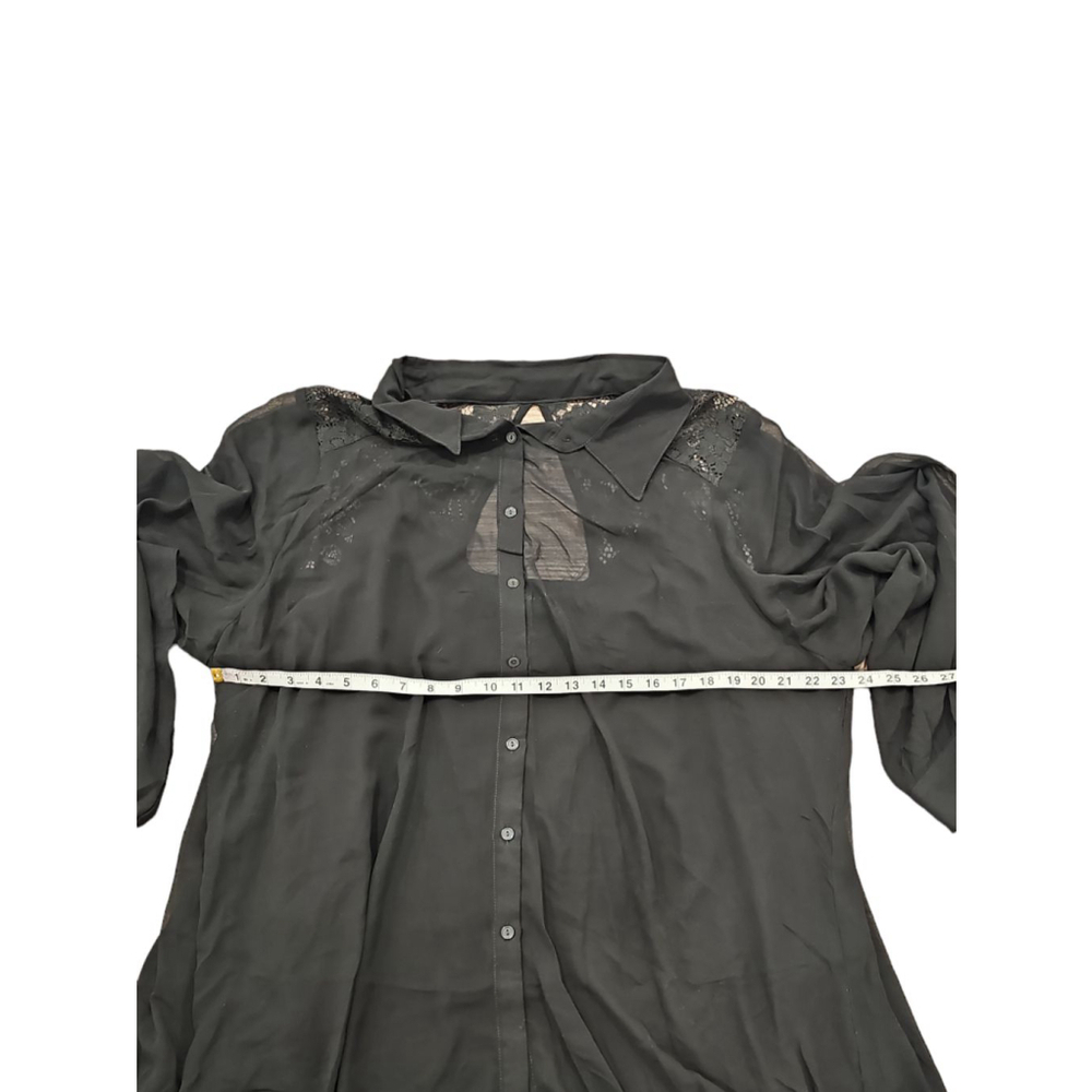 City Chic Black Lace Yoke Sheer High Low Blouse Sz XXL - Picture 8 of 10